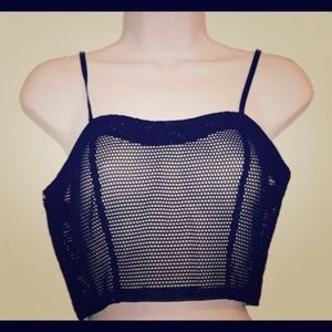 Cropped mesh Spaghetti Strap top